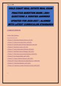 Gold Coast Real Estate Exam Prep 2026-2027 &vert; 250&plus; Practice Questions with Verified Answers &vert; Complete Review of Principles&comma; Contracts&comma; Finance&comma; Fair Housing & More