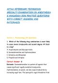 AVTAA VETERINARY TECHNICIAN &NewLine;SPECIALTY EXAMINATION IN ANESTHESIA &NewLine;& ANALGESIA 2026 PRACTICE QUESTIONS &NewLine;WITH CORRECT ANSWERS AND &NewLine;RATIONALES 