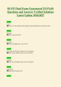 BCOT Final Exam Guaranteed TO PASS&NewLine;Questions and Answers Verified Solutions&NewLine;Latest Update 2026&sol;2027