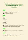 BCOT Test Questions and Answers&NewLine;Verified Solutions Latest Update&NewLine;2026&sol;2027