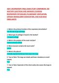 A&P 2 RESPIRATORY FINAL EXAM STUDY COMPANION&colon; 350 MASTERY QUESTIONS AND ANSWERS COVERING RESPIRATORY PHYSIOLOGY&comma; PULMONARY VENTILATION&comma; OXYGEN-HEMOGLOBIN DISSOCIATION&comma; AND ACID-BASE IMBALANCES 
