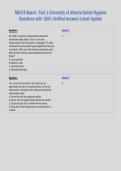 NDHCE Board - Test 1 University of Alberta Dental Hygiene&NewLine;Questions with 100&percnt; Verified Answers Latest Update