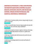 ANATOMY & PHYSIOLOGY 1 FINAL EXAM REVIEW&colon; 350 MASTERY QUESTIONS COVERING CELLULAR BIOLOGY&comma; HISTOLOGY&comma; SKELETAL AND MUSCULAR SYSTEMS&comma; ORGAN SYSTEM PHYSIOLOGY&comma; AND ESSENTIAL ANATOMICAL TERMINOLOGY