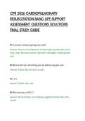 CPR 2026 CARDIOPULMONARY&NewLine;RESUSCITATION BASIC LIFE SUPPORT&NewLine;ASSESSMENT QUESTIONS SOLUTIONS&NewLine;FINAL STUDY GUIDE