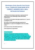 2026-2027 Washington State Specific Real Estate&NewLine;Exam &vert; COMPLETE EXAM BANK WITH&NewLine;CORRECT ANSWERS AND A WELL&NewLine;DETAILED RATIONALE
