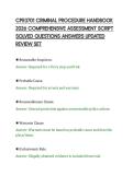 CPR3701 CRIMINAL PROCEDURE HANDBOOK&NewLine;2026 COMPREHENSIVE ASSESSMENT SCRIPT&NewLine;SOLVED QUESTIONS ANSWERS UPDATED&NewLine;REVIEW SET