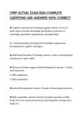 CPRP ACTUAL EXAM 2026 COMPLETE&NewLine;QUESTIONS AND ANSWERS 100&percnt; CORRECT