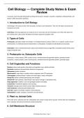 Cell Biology Complete Study Notes &vert; Cell Structure&comma; Organelles&comma; Transport & Cell Division