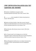 CPRP CERTIFICATION EVALUATION 2026 TEST&NewLine;QUESTIONS AND ANSWERS