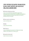 CPRP CERTIFIED PSYCHIATRIC REHABILITATION&NewLine;III 2026 CLIENT SUPPORT AND ADVOCACY&NewLine;DRILL PACK ANSWER SHEET