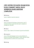 CPRP CERTIFIED PSYCHIATRIC REHABILITATION&NewLine;III 2026 COMMUNITY MENTAL HEALTH&NewLine;WORKBOOK SOLVED QUESTIONS&NewLine;COMPILATION