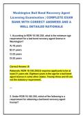 2026-2027 Washington Bail Bond Recovery Agent&NewLine;Licensing Examination &vert; COMPLETE EXAM&NewLine;BANK WITH CORRECT ANSWERS AND A&NewLine;WELL DETAILED RATIONALE&NewLine;