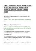 CPRP CERTIFIED PSYCHIATRIC REHABILITATION&NewLine;III 2026 PSYCHOSOCIAL REHABILITATION&NewLine;REVIEW QUESTIONS ANSWERS VERIFIED&NewLine;GUIDE