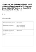 Florida Civic Literacy Exam Questions Latest 2026 Actual Questions and Verified Answers &lpar;Latest 2026 &sol; 2027 Update&rpar; A&plus; Grade 100&percnt; Guarantee Verified by Experts