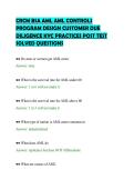 CRCM BSA AML AML CONTROLS&NewLine;PROGRAM DESIGN CUSTOMER DUE&NewLine;DILIGENCE KYC PRACTICES POST TEST&NewLine;SOLVED QUESTIONS