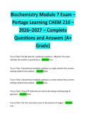 Biochemistry Module 7 Exam &ndash; Portage Learning CHEM 210 &ndash; 2026&ndash;2027 &ndash; Complete Questions and Answers &lpar;A&plus; Grade&rpar;