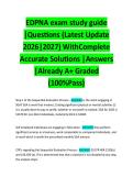 EDPNA exam study guide &vert;Questions &lpar;Latest Update 2026&vert;2027&rpar;With Complete Accurate Solutions &vert;Answers &vert;Already A&plus; Graded &lpar;100&percnt;Pass&rpar; 