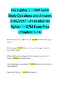 Fire Fighter 1 &ndash; OFM Exam Study Questions and Answers 2026&sol;2027 &ndash; A&plus; Grade&vert;Fire Fighter I &ndash; OFM Exam Prep &lpar;Chapters 1&ndash;14&rpar; 