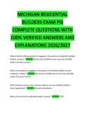 MICHIGAN RESIDENTIAL BUILDERS EXAM PSI COMPLETE QUESTIONS WITH 100&percnt; VERIFIED ANSWERS AND EXPLANATIONS 2026&sol;2027