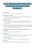 CRCR CERTIFICATION SCRIPT 2026&NewLine;QUESTIONS WITH SOLUTIONS&NewLine;GRADED A&plus;