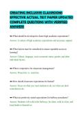 CREATING INCLUSIVE CLASSROOMS&NewLine;EFFECTIVE ACTUAL TEST PAPER UPDATED&NewLine;COMPLETE QUESTIONS WITH VERIFIED&NewLine;ANSWERS