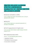 CREATING INCLUSIVE CLASSROOMS&NewLine;EFFECTIVE COMPREHENSIVE&NewLine;EXAMINATION TEST VERIFIED QUESTIONS&NewLine;AND ACCURATE ANSWERS