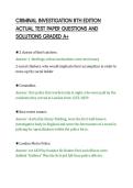 CRIMINAL INVESTIGATION 8TH EDITION&NewLine;ACTUAL TEST PAPER QUESTIONS AND&NewLine;SOLUTIONS GRADED A&plus;