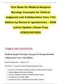 Test Bank for Medical-Surgical &NewLine;Nursing&colon; Concepts for Clinical &NewLine;Judgment and Collaborative Care 11th &NewLine;Edition by Donna D&period; Ignatavicius &ndash; 2026 &NewLine;Latest Update &vert; Exam Prep &NewLine;9780323878265