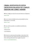 CRIMINAL INVESTIGATION 8TH EDITION&NewLine;CERTIFICATION EVALUATION TEST COMPLETE&NewLine;QUESTIONS AND CORRECT ANSWER