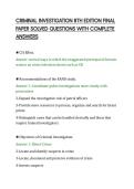 CRIMINAL INVESTIGATION 8TH EDITION FINAL&NewLine;PAPER SOLVED QUESTIONS WITH COMPLETE&NewLine;ANSWERS&NewLine;