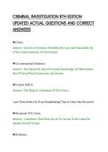 CRIMINAL INVESTIGATION 8TH EDITION&NewLine;UPDATED ACTUAL QUESTIONS AND CORRECT&NewLine;ANSWERS