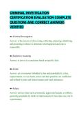 CRIMINAL INVESTIGATION&NewLine;CERTIFICATION EVALUATION COMPLETE&NewLine;QUESTIONS AND CORRECT ANSWERS&NewLine;VERIFIED
