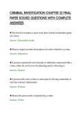 CRIMINAL INVESTIGATION CHAPTER 22 FINAL&NewLine;PAPER SOLVED QUESTIONS WITH COMPLETE&NewLine;ANSWERS