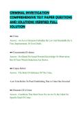 CRIMINAL INVESTIGATION&NewLine;COMPREHENSIVE TEST PAPER QUESTIONS&NewLine;AND SOLUTIONS VERIFIED FULL&NewLine;SOLUTION