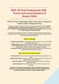 NUR 155 Final&colon; Fundamentals 2026 Proctor with actual Questions & Answers Galen&NewLine;