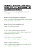 CRIMINAL INVESTIGATION FINAL&NewLine;GUIDE 2026 FULL SOLUTIONS AND&NewLine;VERIFIED RESPONSES&NewLine;