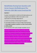 Rehabilitation Nursing Exam Questions with &NewLine;Correct Answers &lpar;VerifiedAnswers&rpar; Plus &NewLine;Rationales 2026 Q&A Instant Download PDF