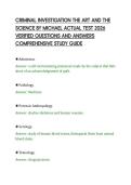 CRIMINAL INVESTIGATION THE ART AND THE&NewLine;SCIENCE BY MICHAEL ACTUAL TEST 2026&NewLine;VERIFIED QUESTIONS AND ANSWERS&NewLine;COMPREHENSIVE STUDY GUIDE