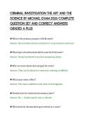 CRIMINAL INVESTIGATION THE ART AND THE&NewLine;SCIENCE BY MICHAEL EXAM 2026 COMPLETE&NewLine;QUESTION SET AND CORRECT ANSWERS&NewLine;GRADED A PLU