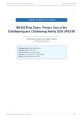 NR 602 Final Exam&colon; Primary Care of the&NewLine;Childbearing and Childrearing Family 2026 UPDATE