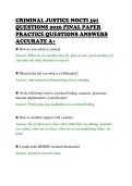 CRIMINAL JUSTICE NOCTI 391&NewLine;QUESTIONS 2026 FINAL PAPER&NewLine;PRACTICE QUESTIONS ANSWERS&NewLine;ACCURATE A&plus;