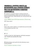 CRIMINAL JUSTICE NOCTI 391&NewLine;QUESTIONS 2026 JUSTICE SCRIPT&NewLine;SOLVED QUESTIONS VERIFIED&NewLine;ANSWERS A&plus;