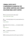 CRIMINAL JUSTICE NOCTI&NewLine;COMPREHENSIVE EXAMINATION TEST&NewLine;2026 VERIFIED QUESTIONS AND CORRECT&NewLine;SOLUTIONS PUBLIC SAFETY EDITION