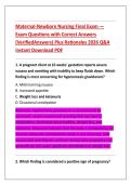 Maternal-Newborn Nursing Final Exam &mdash; &NewLine;Exam Questions with Correct Answers &NewLine;&lpar;VerifiedAnswers&rpar; Plus Rationales 2026 Q&A &NewLine;Instant Download PDF