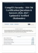 CompTIA Security&plus; SY0-701 Certification Questions & Answers 2026-2027 Updated & Verified &lpar;Rationales&rpar;