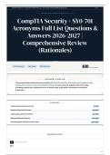CompTIA Security&plus; SY0-701 Acronyms Full List Questions & Answers 2026-2027 Comprehensive Review &lpar;Rationales&rpar;
