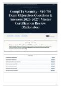 CompTIA Security&plus; SY0-701 Exam Objectives Questions & Answers 2026-2027 Master Certification Review &lpar;Rationales&rpar;
