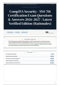 CompTIA Security&plus; SY0-701 Certification Exam Questions & Answers 2026-2027 Latest Verified Edition &lpar;Rationales&rpar;