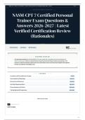 NASM-CPT 7 Certified Personal Trainer Exam Questions & Answers 2026&sol;2027 Latest Verified Certification Review &lpar;Rationales&rpar;