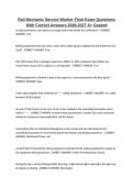 Rail Mechanic Service Worker Final Exam Questions With Correct Answers 2026-2027 A&plus; Graded&NewLine;